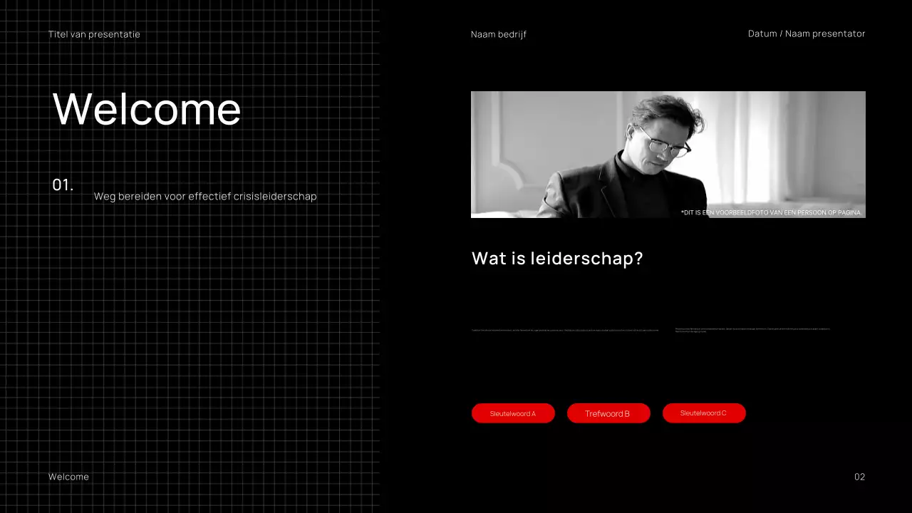 Minimalistische, trendy zwart-rode zakelijke webinar-presentatie