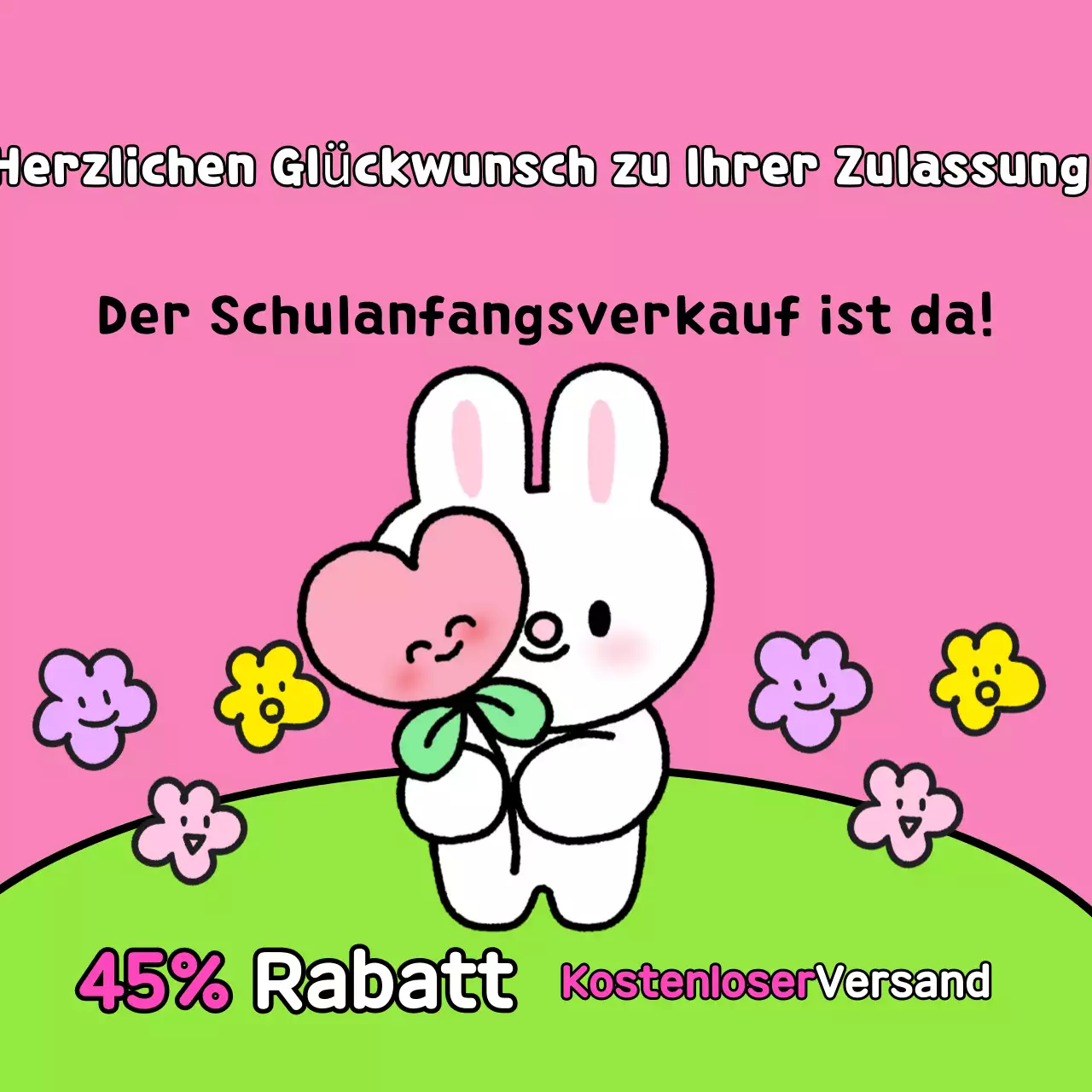 Eine hübsche Ausverkaufsanzeige in Pink und Chartreuse