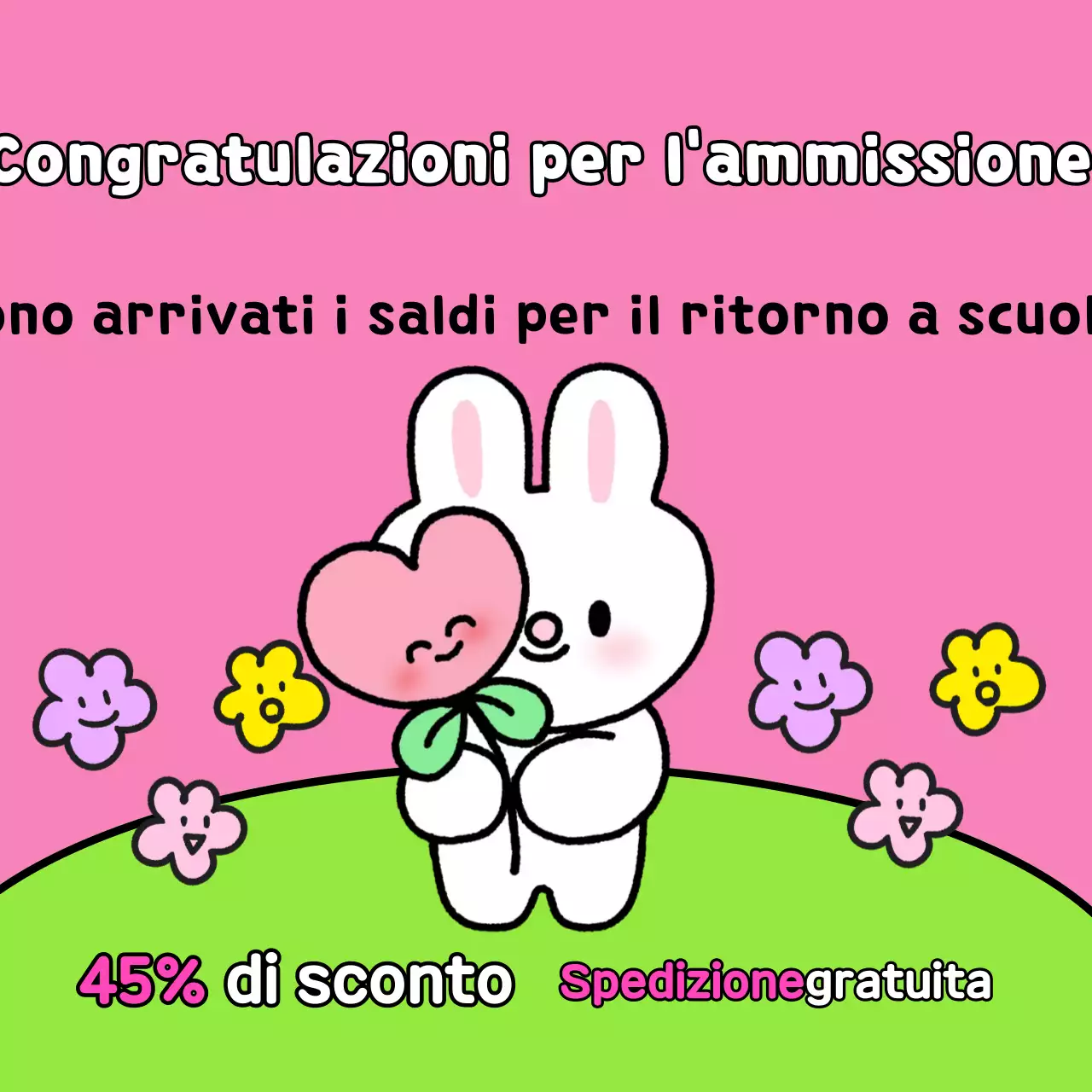 Un simpatico annuncio di saldi per il ritorno a scuola in rosa e chartreuse