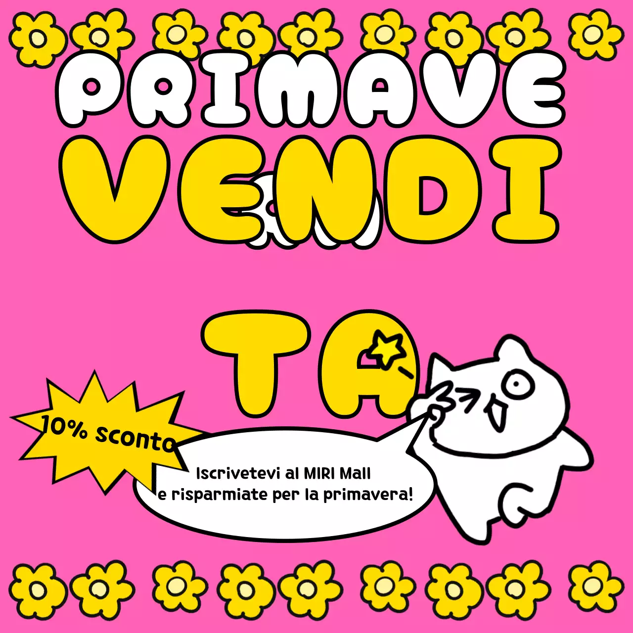 Rosa e giallo per una simpatica pubblicità di un evento di vendita primaverile