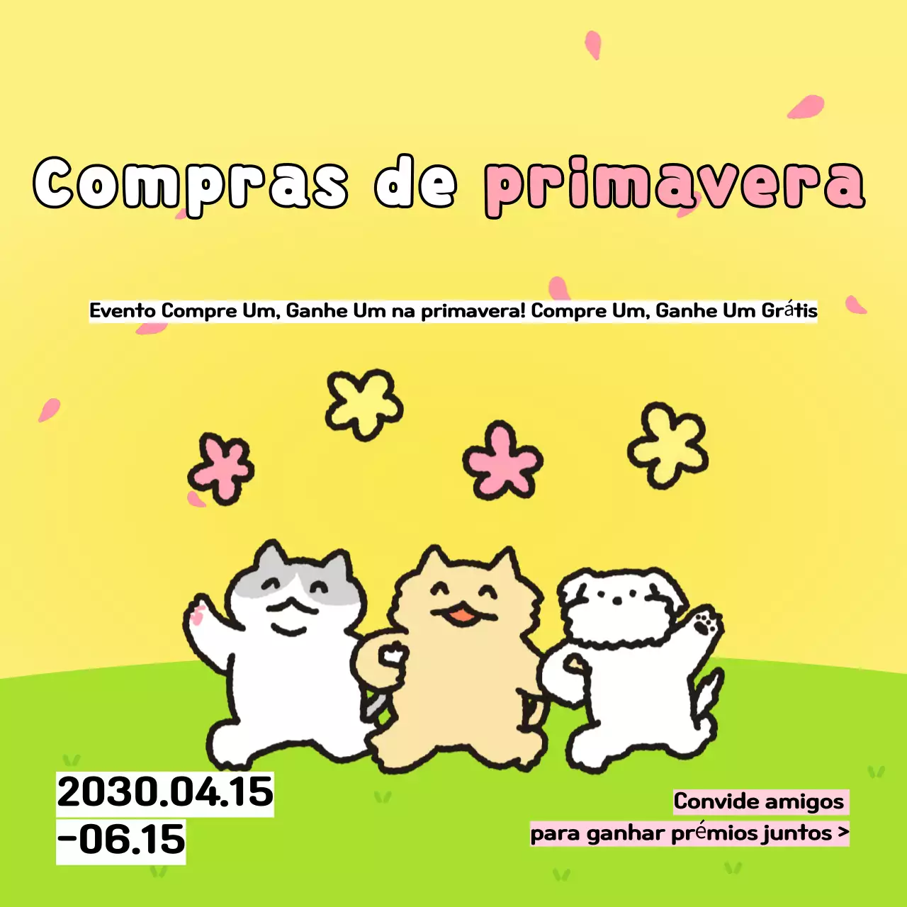 Anuncie um bonito evento de saldos de primavera em amarelo e chartreuse
