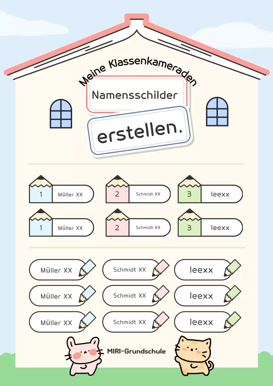 Niedliches Namensschild in Hellblau