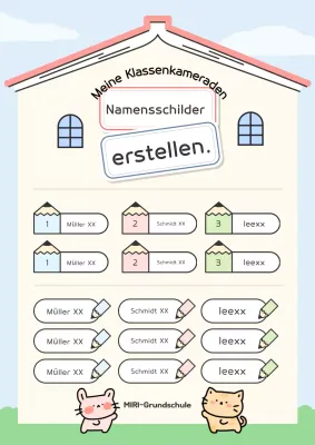 Niedliches Namensschild in Hellblau