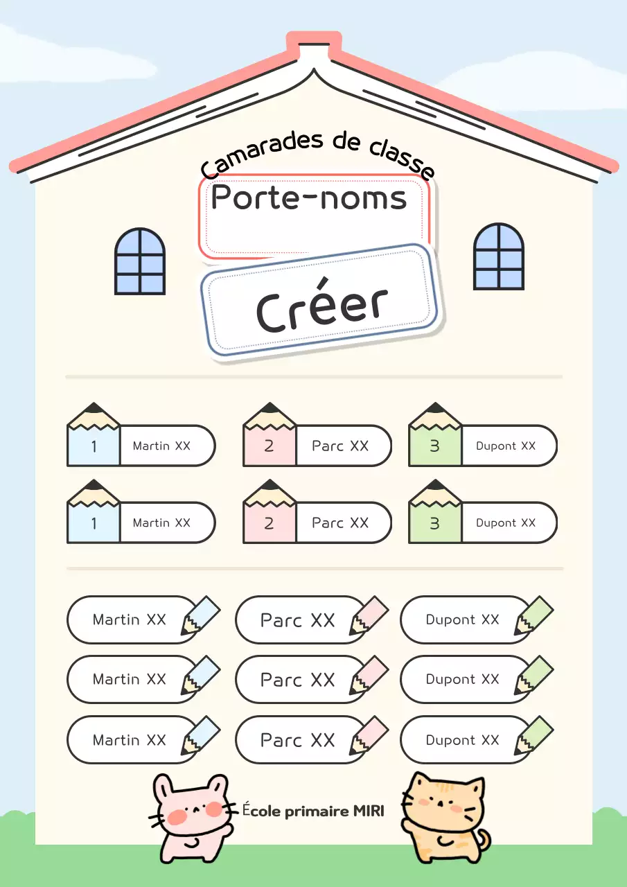 Porte-nom mignon en bleu clair