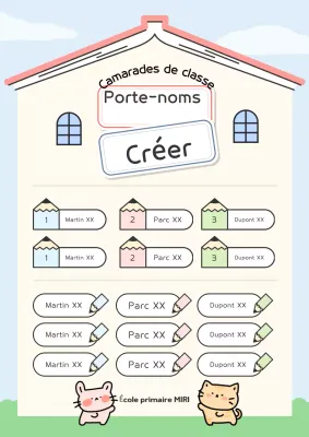 Porte-nom mignon en bleu clair