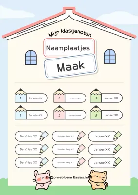 Schattig naamplaatje in lichtblauw