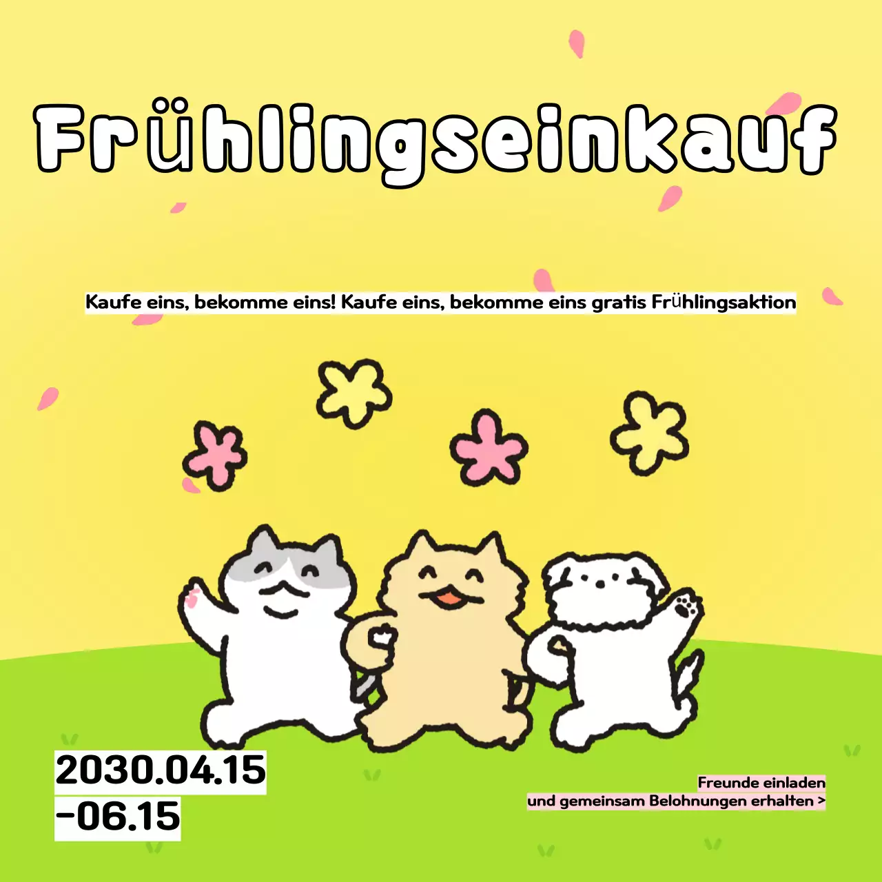 Werbung für einen hübschen Frühlingsverkauf in Gelb und Chartreuse