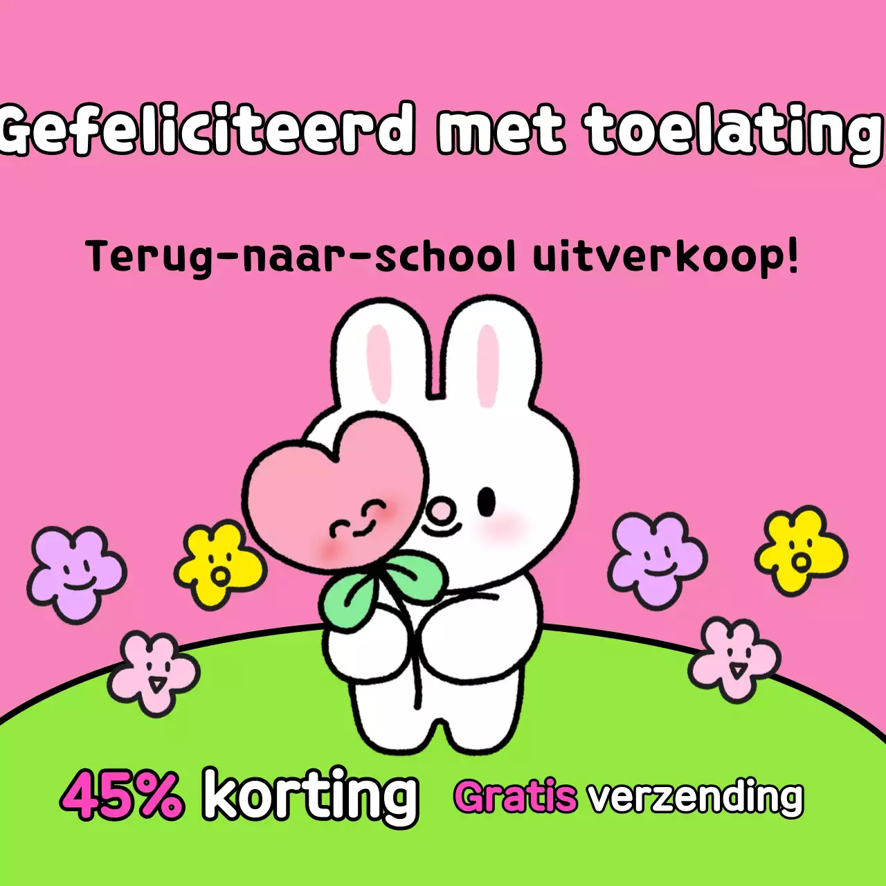 Een leuke terug-naar-school reclame in roze en chartreuse