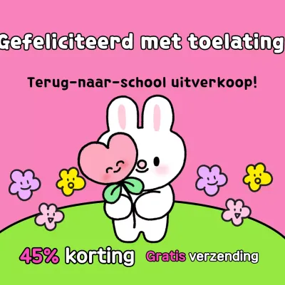 Een leuke terug-naar-school reclame in roze en chartreuse