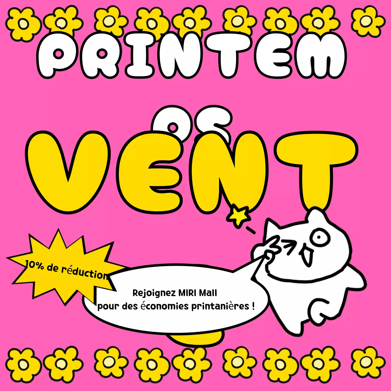 Rose et jaune pour une jolie publicité pour les soldes de printemps