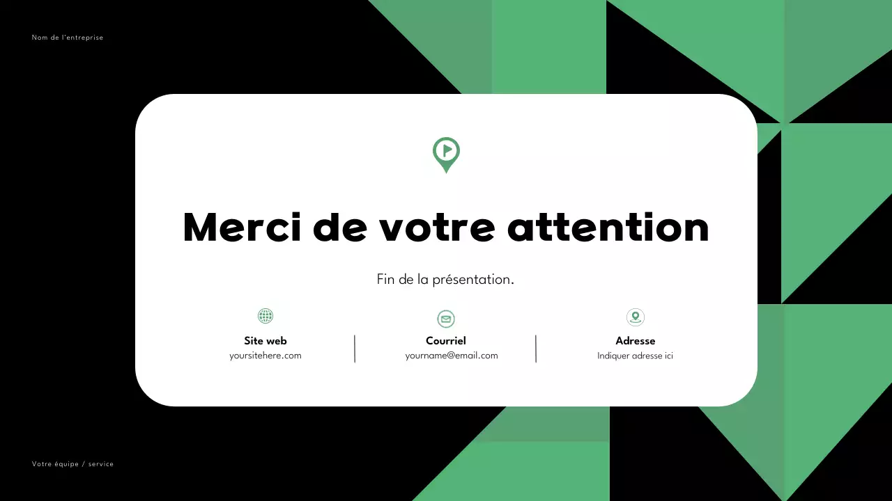 Présentation du rapport marketing noir vert géométrique