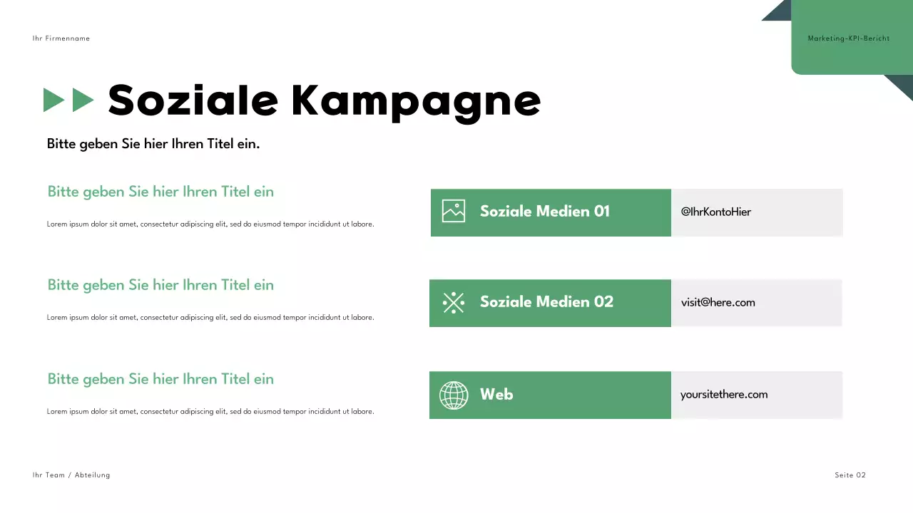 Schwarz Grün Geometrisch Marketing Bericht Präsentation