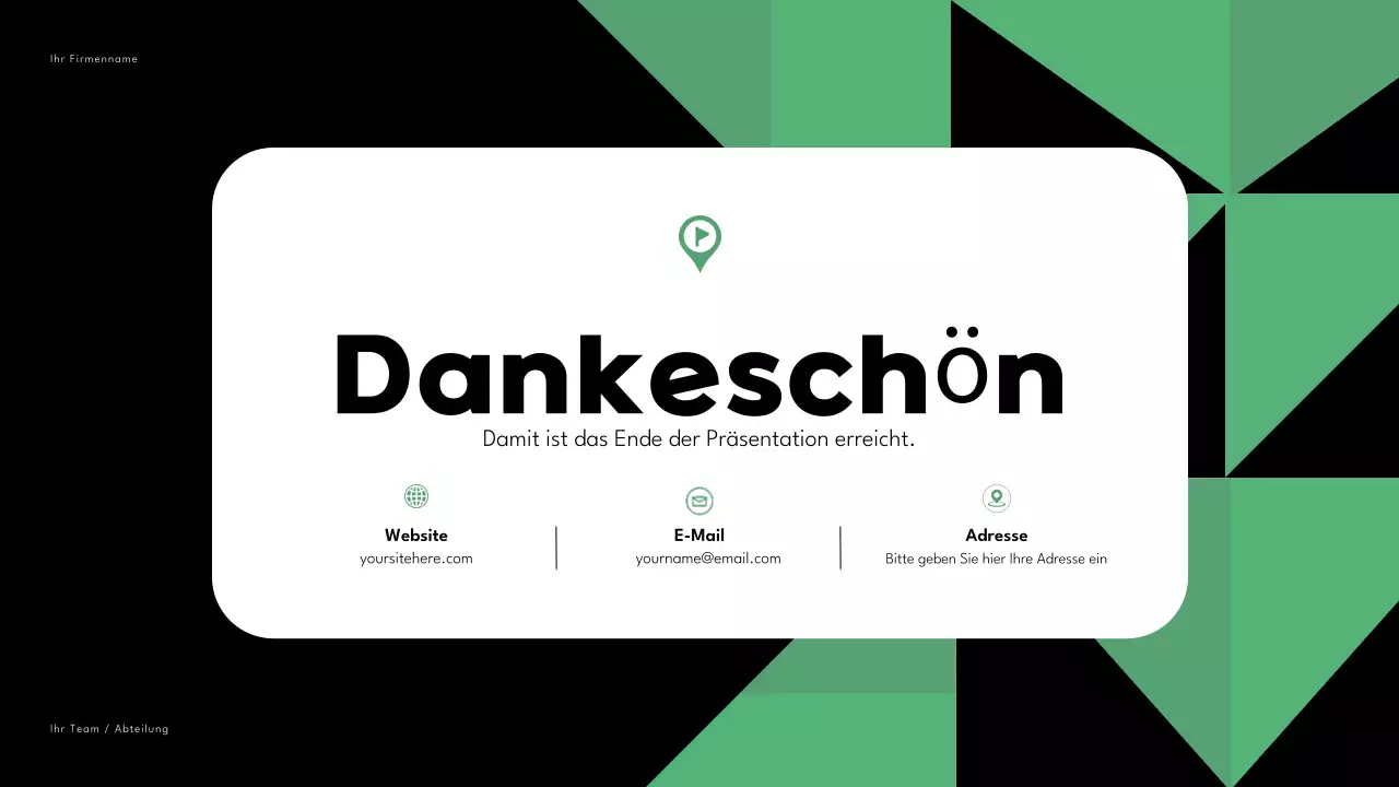 Schwarz Grün Geometrisch Marketing Bericht Präsentation