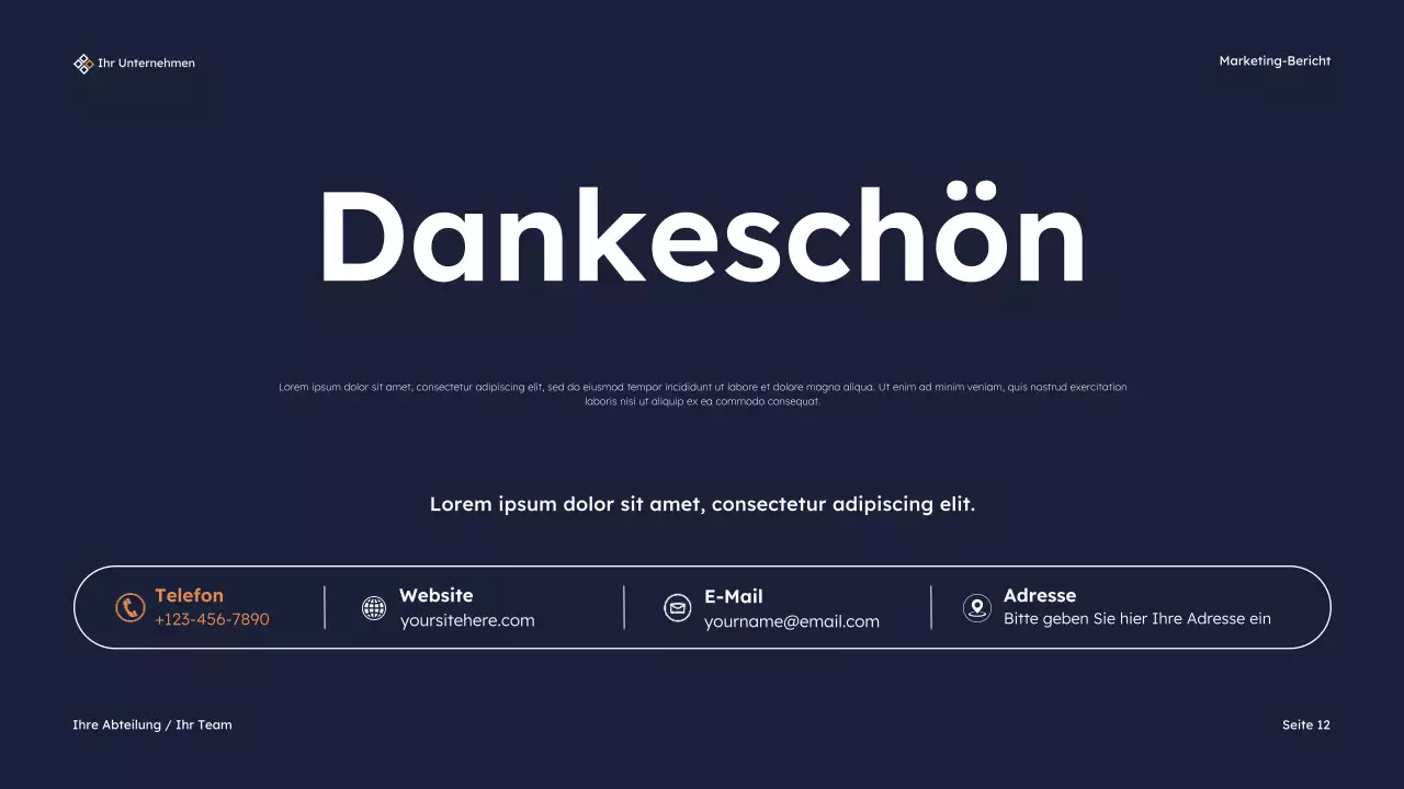 Navy Modern Marketing Bericht Präsentation