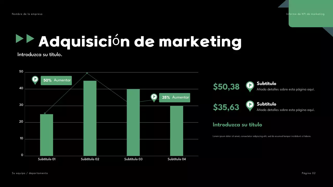 Negro Verde Geométrico Informe de Marketing Presentación