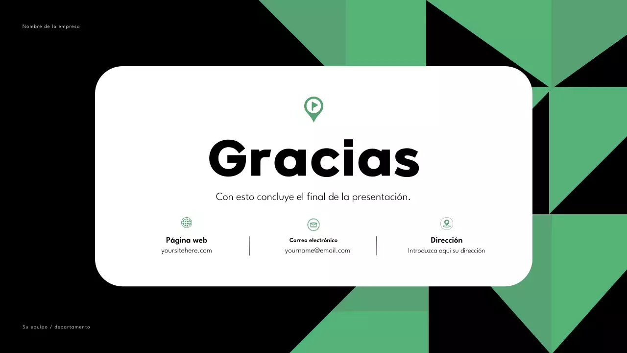 Negro Verde Geométrico Informe de Marketing Presentación