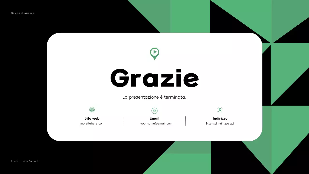 Nero Verde Geometrico Relazione di marketing Presentazione