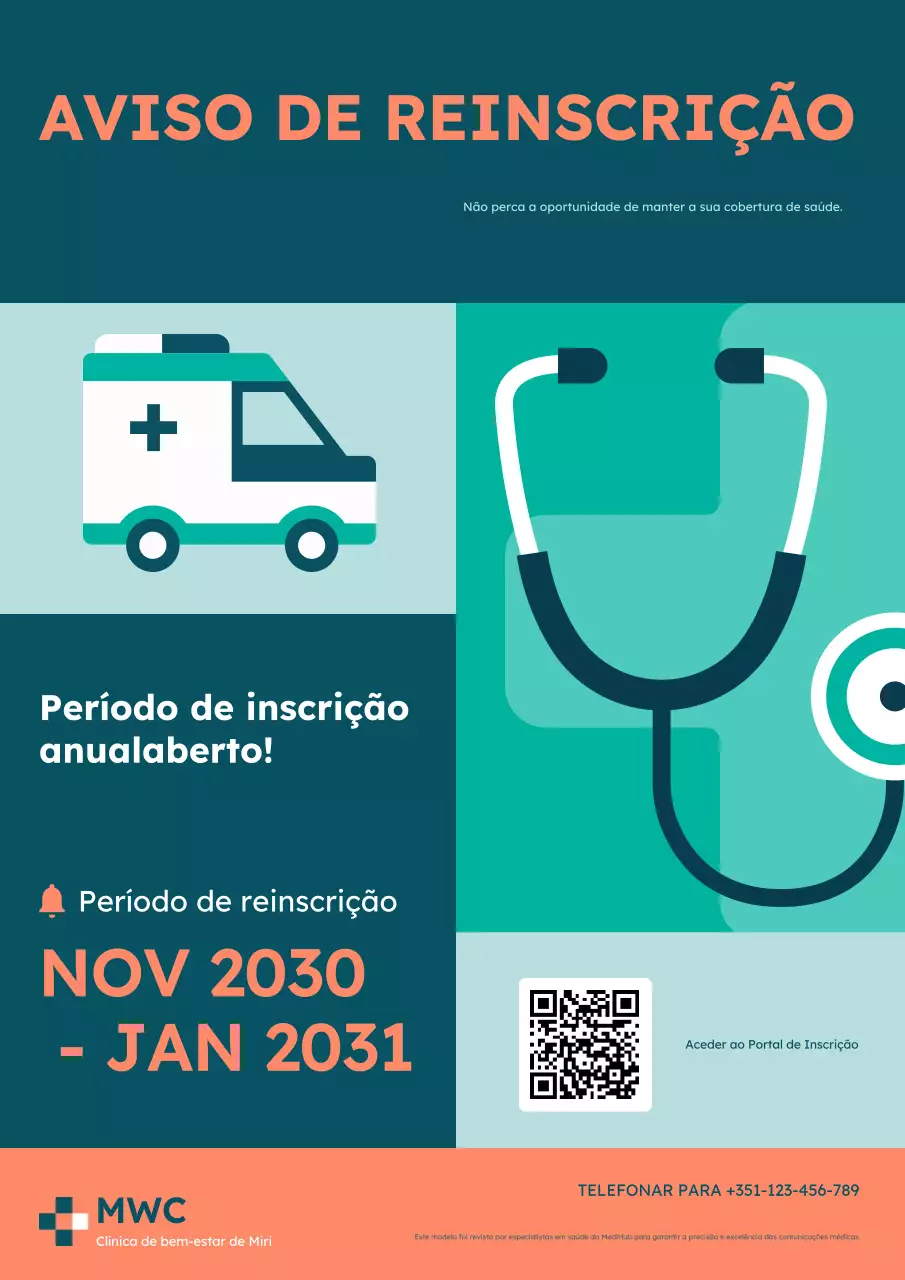 aviso de reinscrição anual teal basic