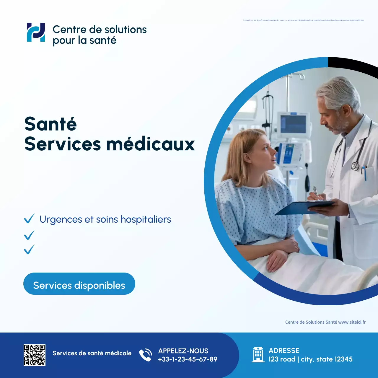 promotion des services médicaux professionnels bleus