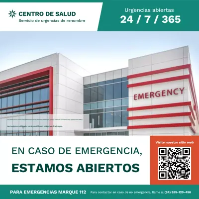 anuncio de apertura del servicio de urgencias de green modern