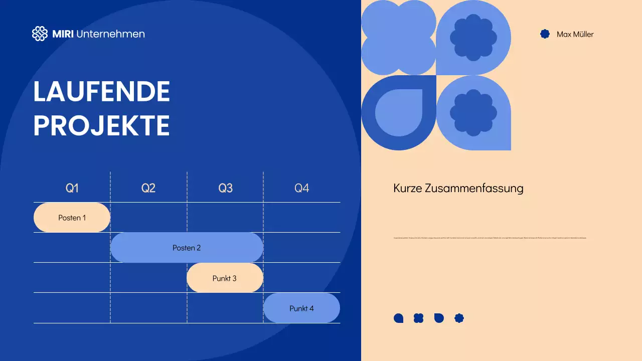 Blaue und cremefarbene, geometrische, moderne Rathaus-Sitzungsunterlagen