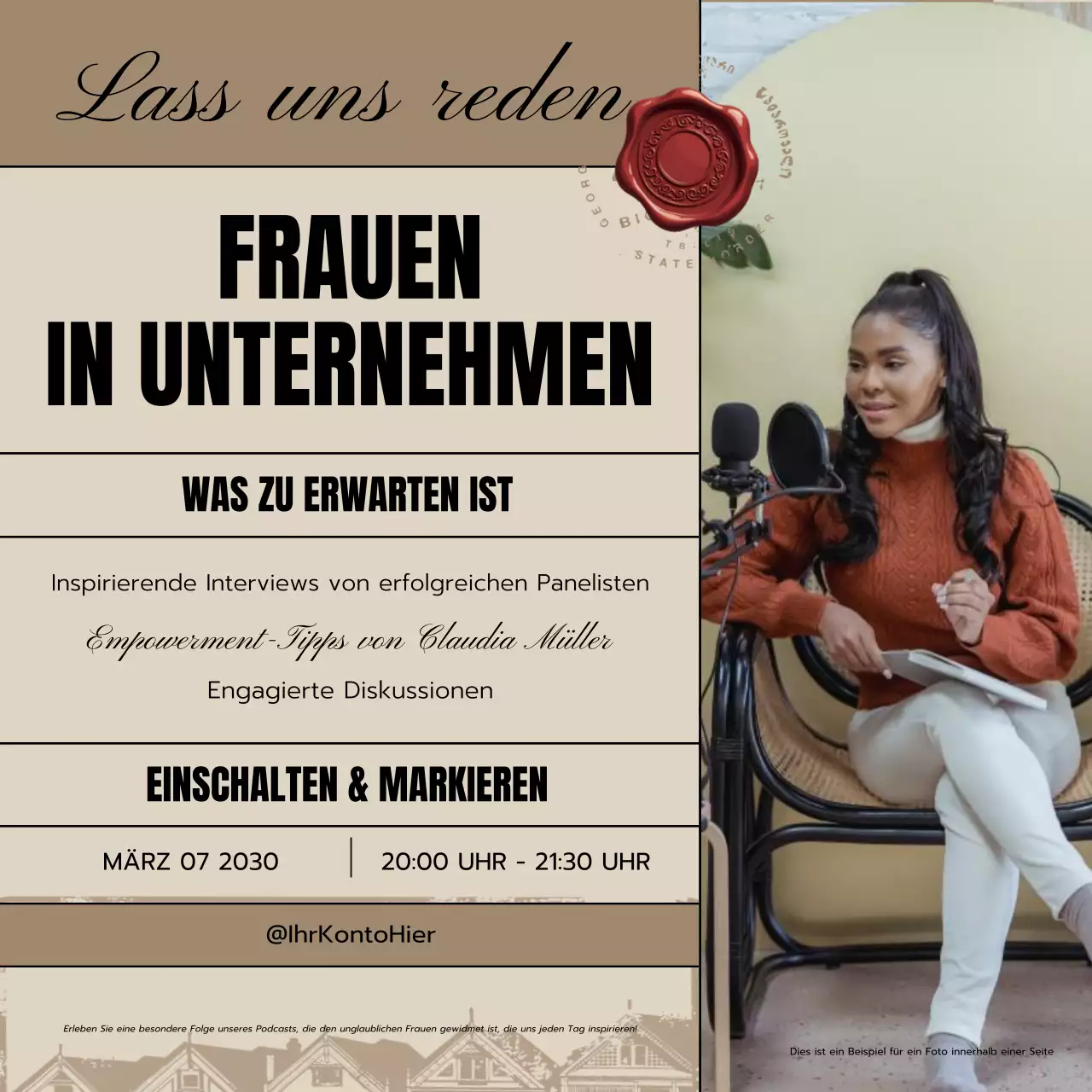 beige vintage talk podcast ankündigung post