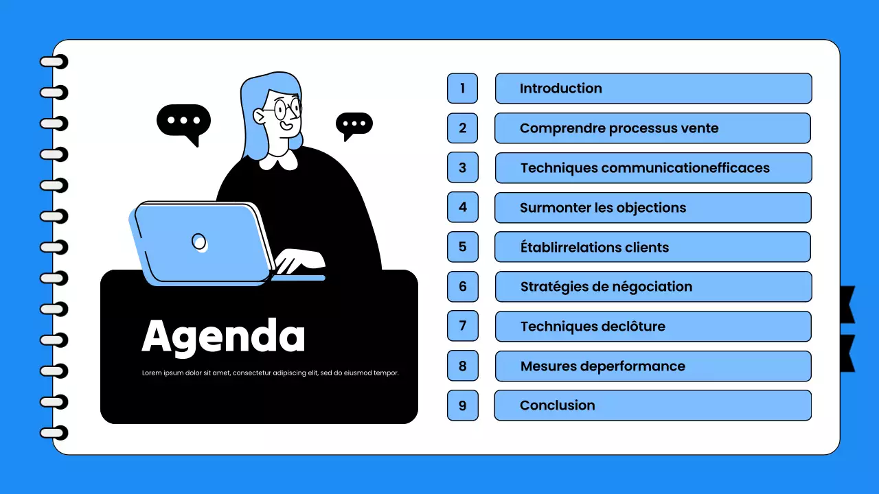Présentation de la formation à la vente des employés en bleu et blanc