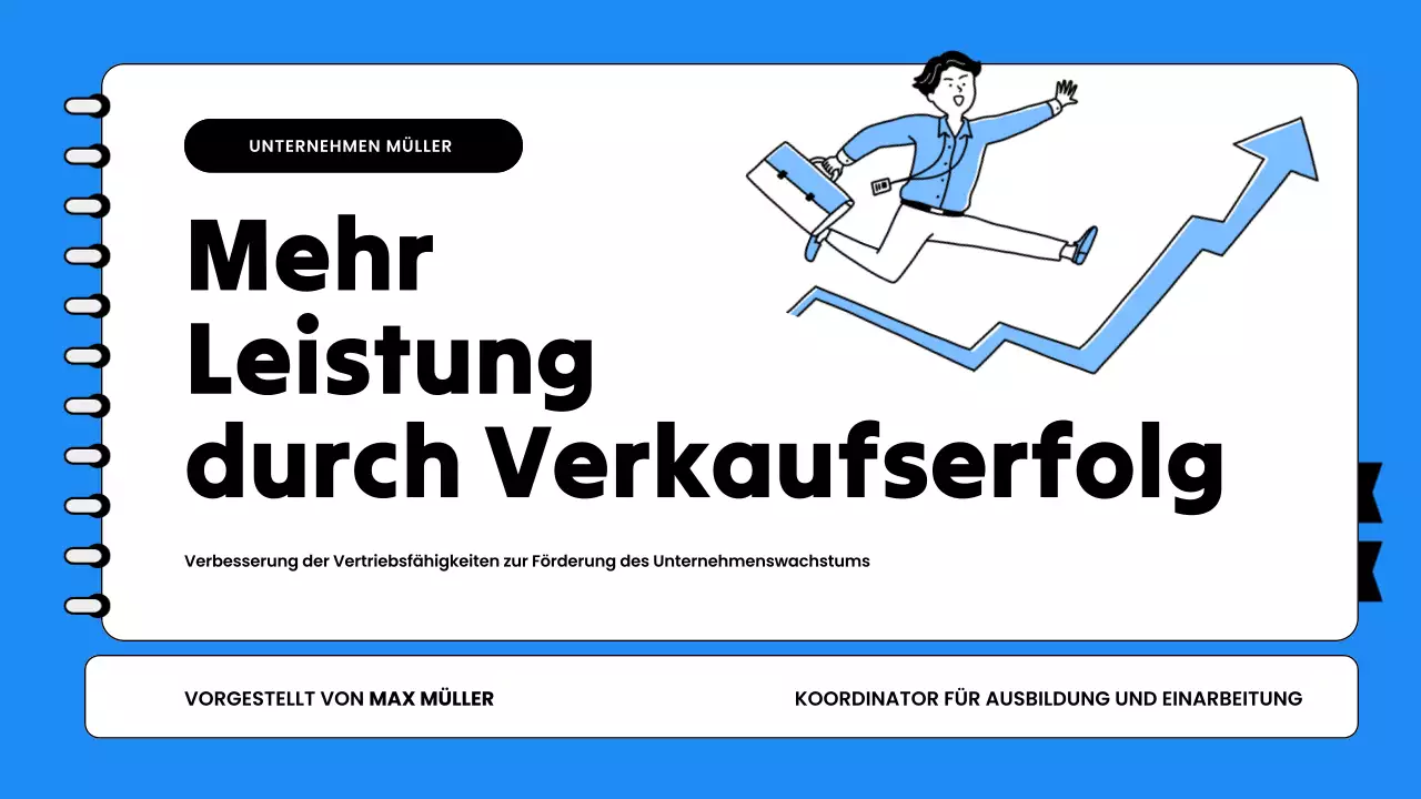 Blau-weiße Präsentation zur Mitarbeiterschulung im Verkauf