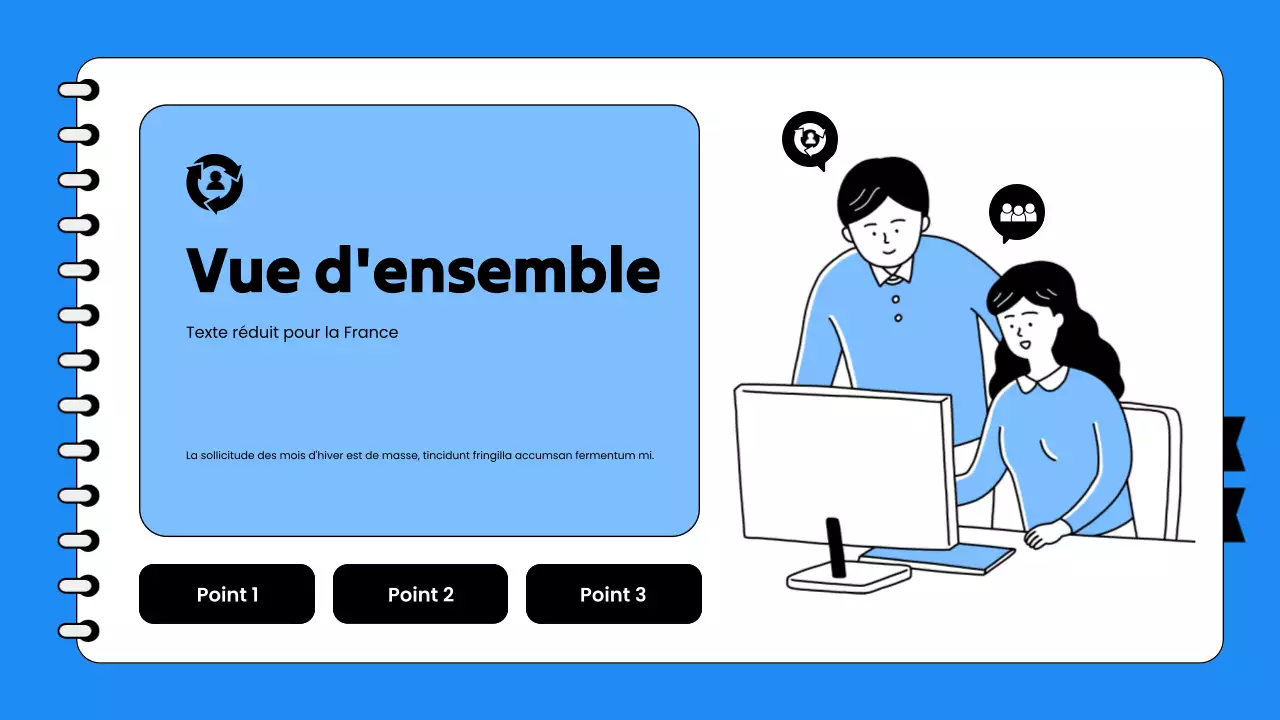 Présentation de la formation à la vente des employés en bleu et blanc