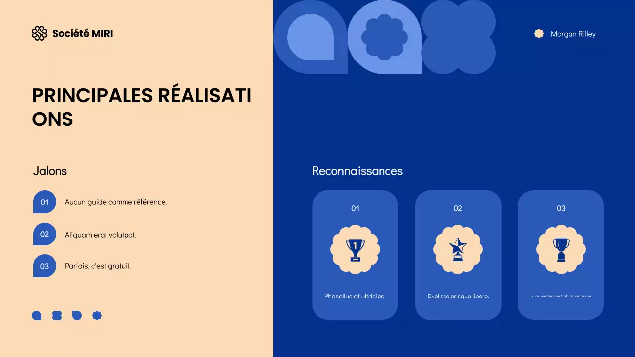 Diapositives pour réunions publiques géométriques modernes bleues et crèmes