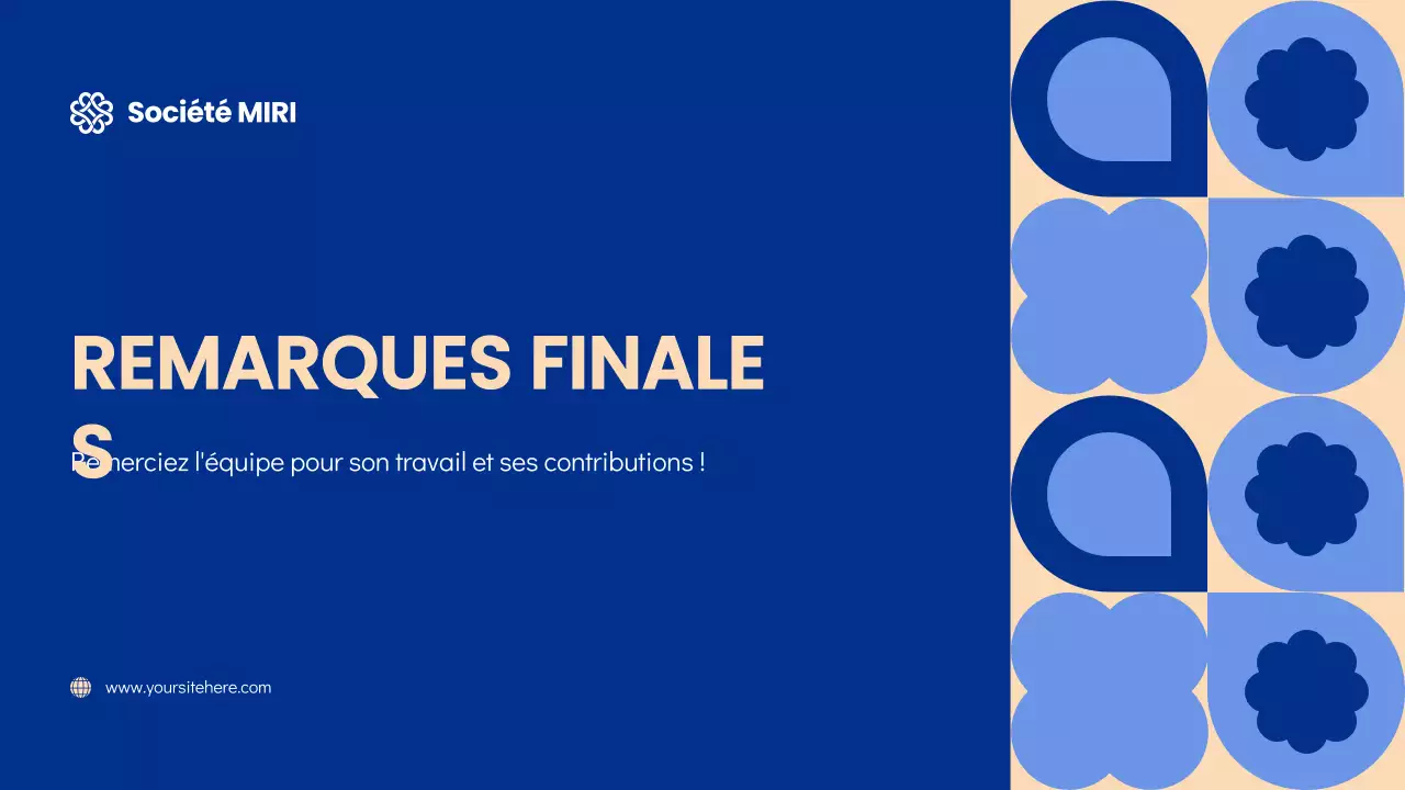 Diapositives pour réunions publiques géométriques modernes bleues et crèmes