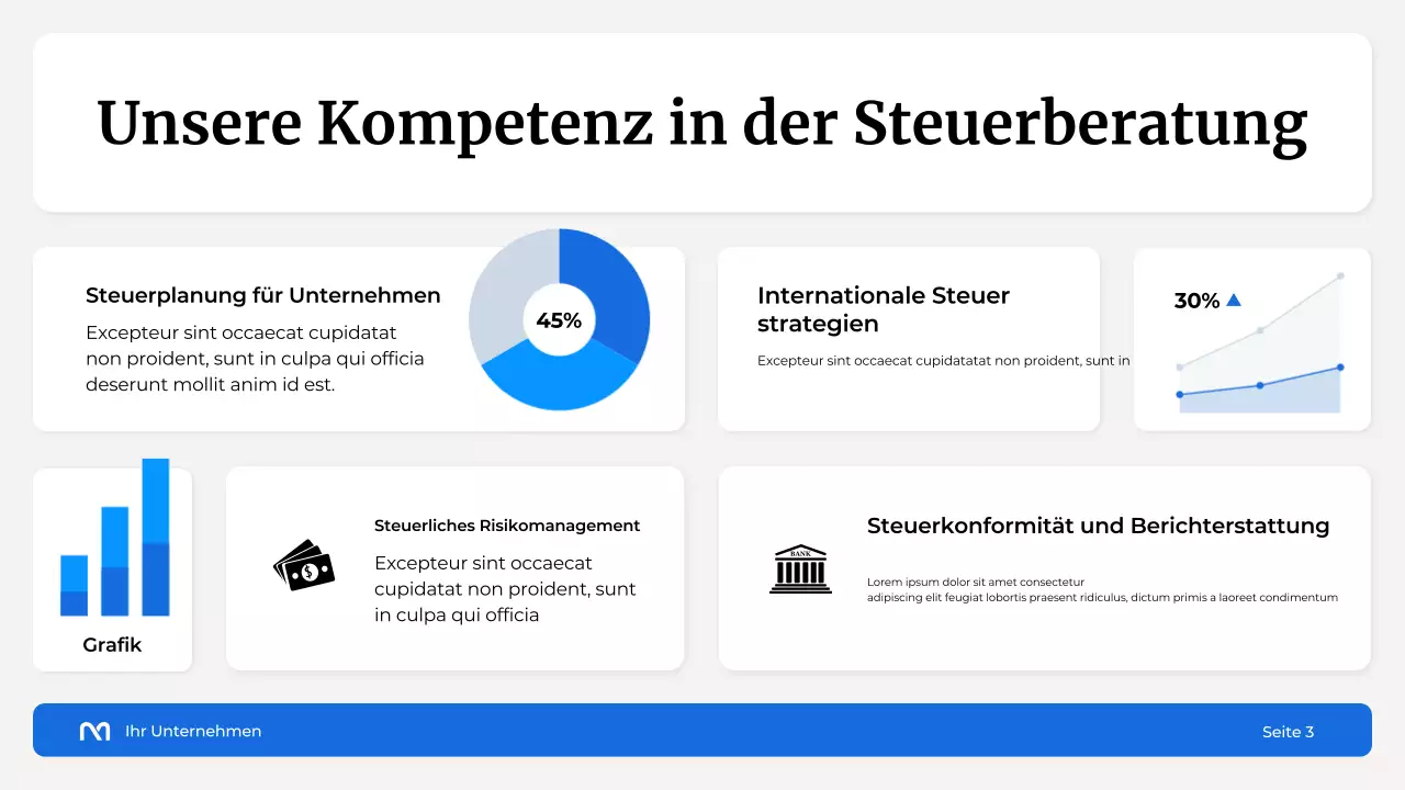 Präsentation der Steuerberatungsagentur White and Blue
