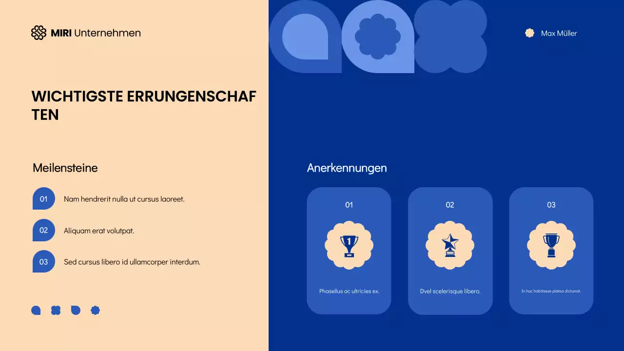 Blaue und cremefarbene, geometrische, moderne Rathaus-Sitzungsunterlagen