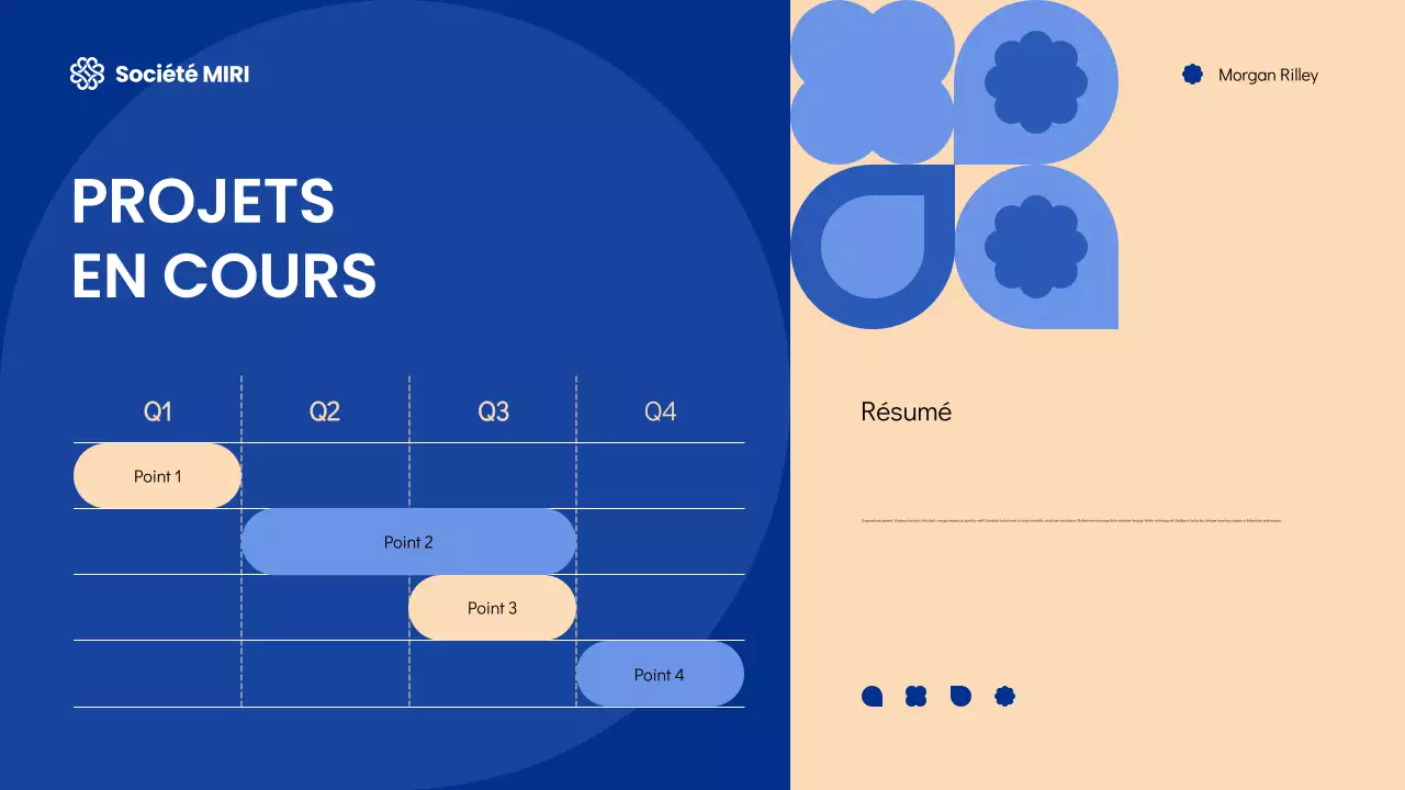 Diapositives pour réunions publiques géométriques modernes bleues et crèmes