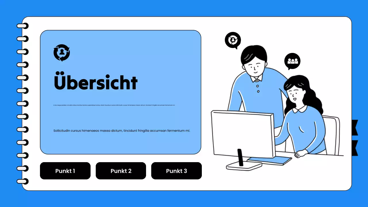 Blau-weiße Präsentation zur Mitarbeiterschulung im Verkauf