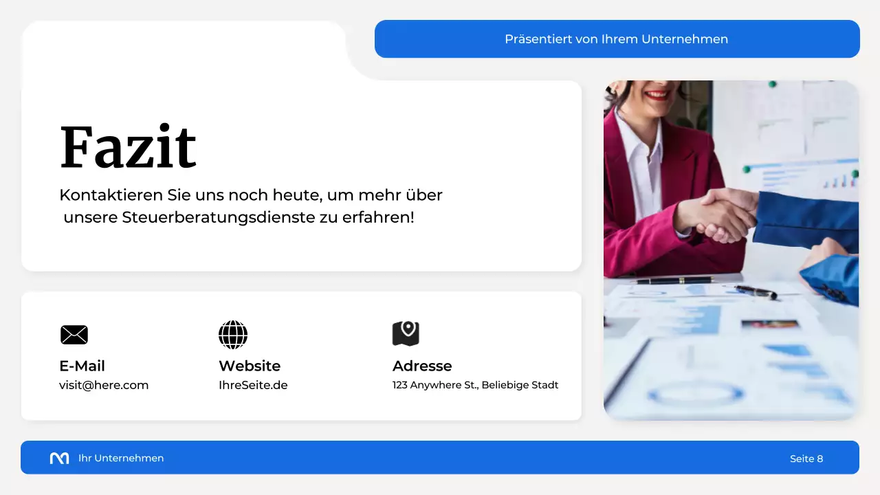 Präsentation der Steuerberatungsagentur White and Blue
