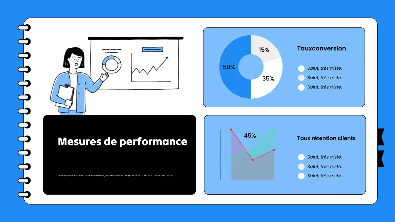 Présentation de la formation à la vente des employés en bleu et blanc