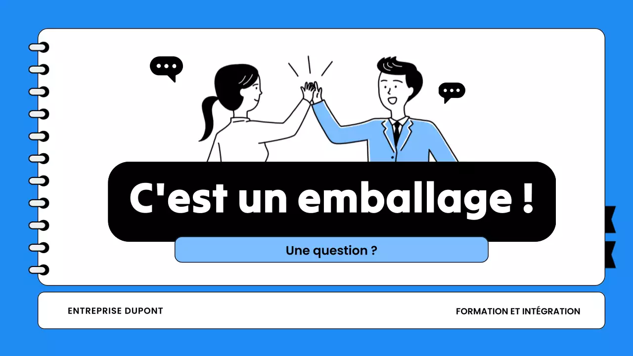 Présentation de la formation à la vente des employés en bleu et blanc