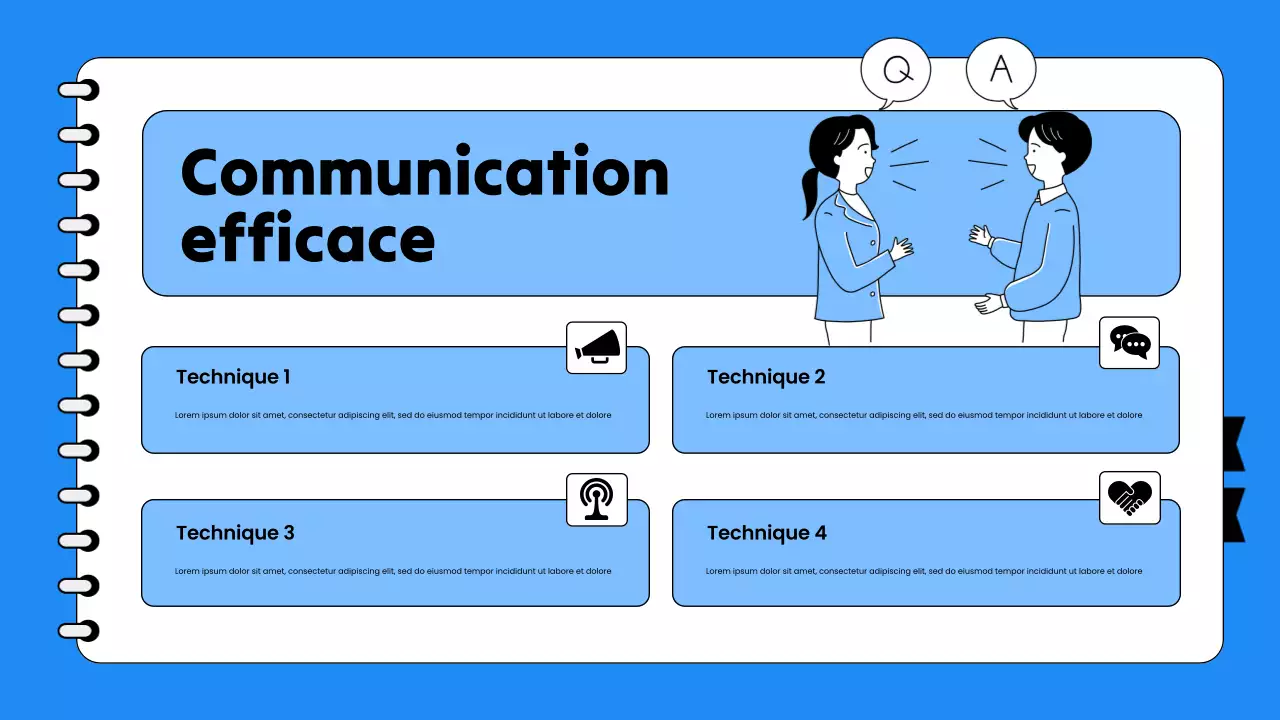 Présentation de la formation à la vente des employés en bleu et blanc