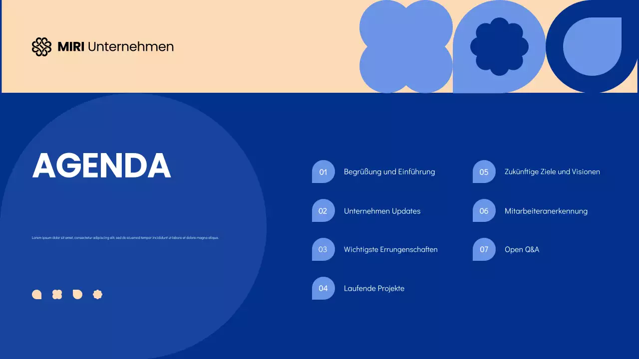 Blaue und cremefarbene, geometrische, moderne Rathaus-Sitzungsunterlagen