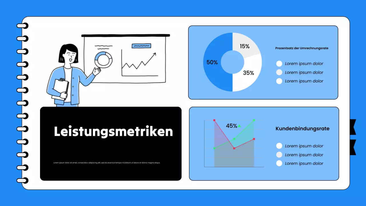 Blau-weiße Präsentation zur Mitarbeiterschulung im Verkauf
