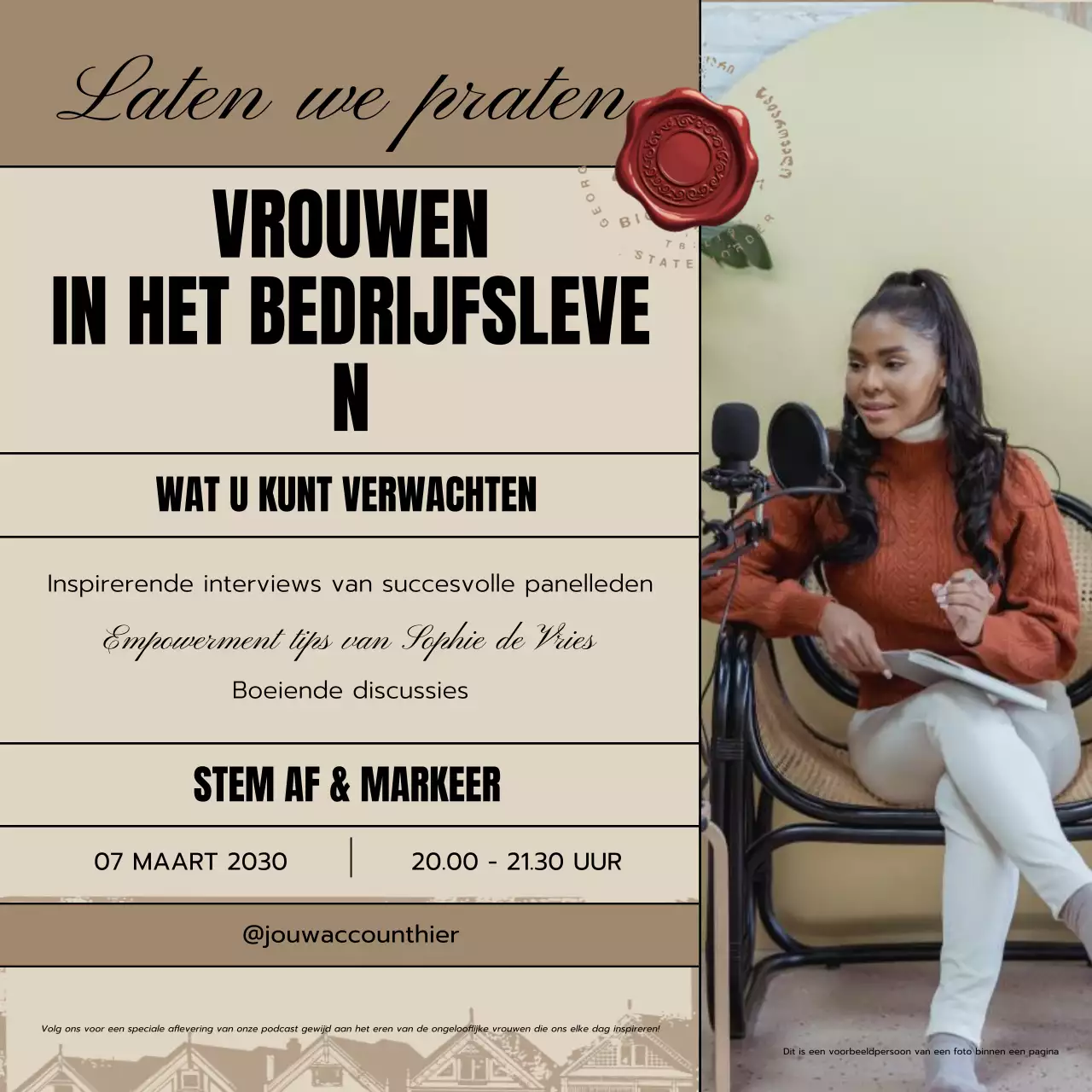 beige vintage talk podcast aankondigingspost