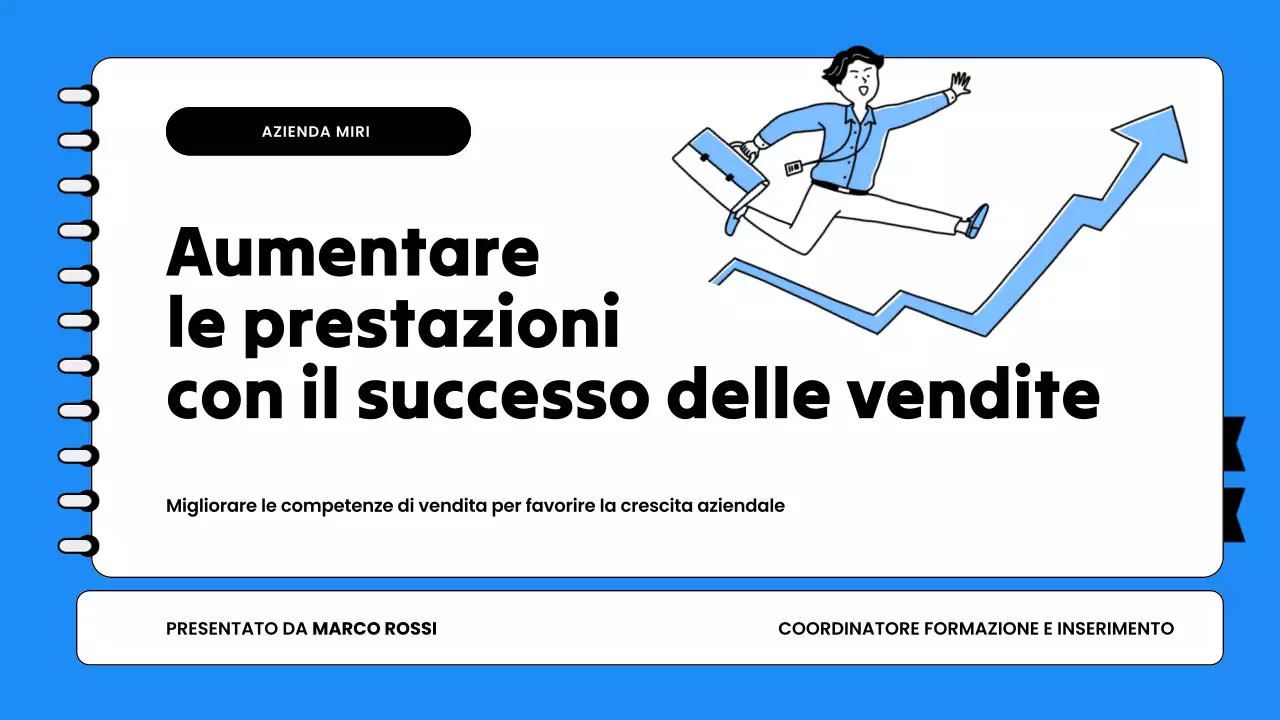 Presentazione della formazione alle vendite per i dipendenti in bianco e blu
