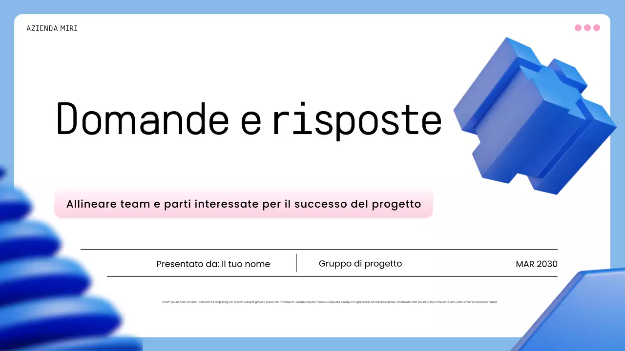 piano aziendale geometrico blu