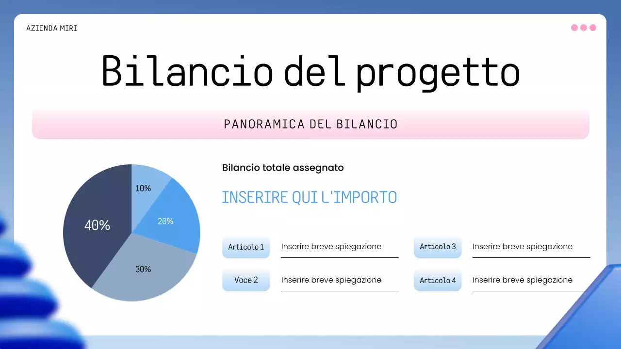 piano aziendale geometrico blu