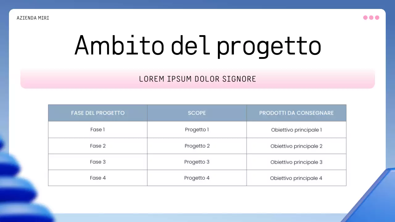 piano aziendale geometrico blu