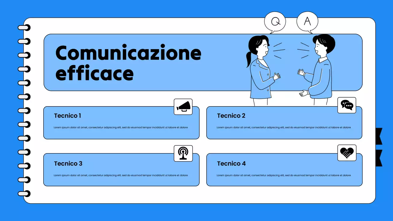 Presentazione della formazione alle vendite per i dipendenti in bianco e blu