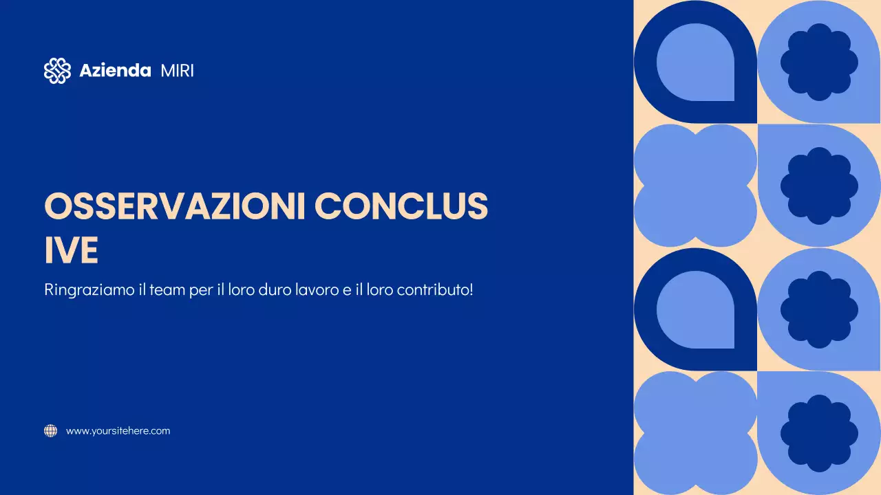 Diapositive per riunioni Townhall moderne e geometriche blu e crema