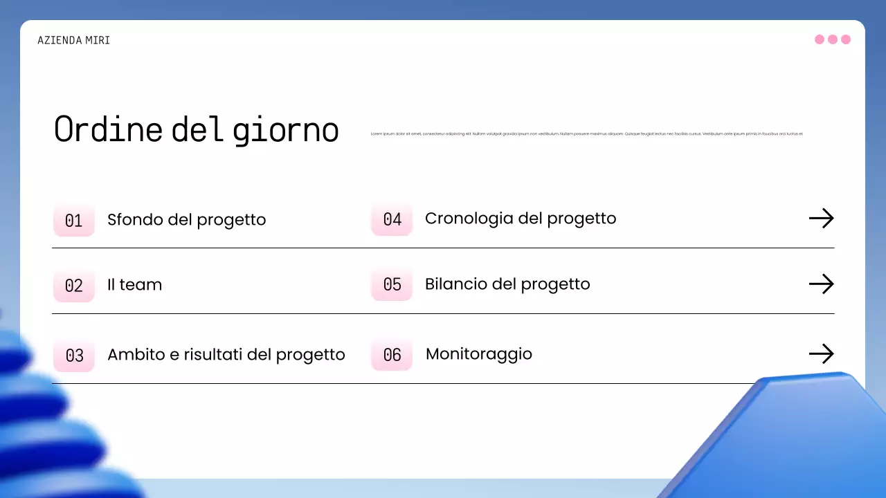 piano aziendale geometrico blu