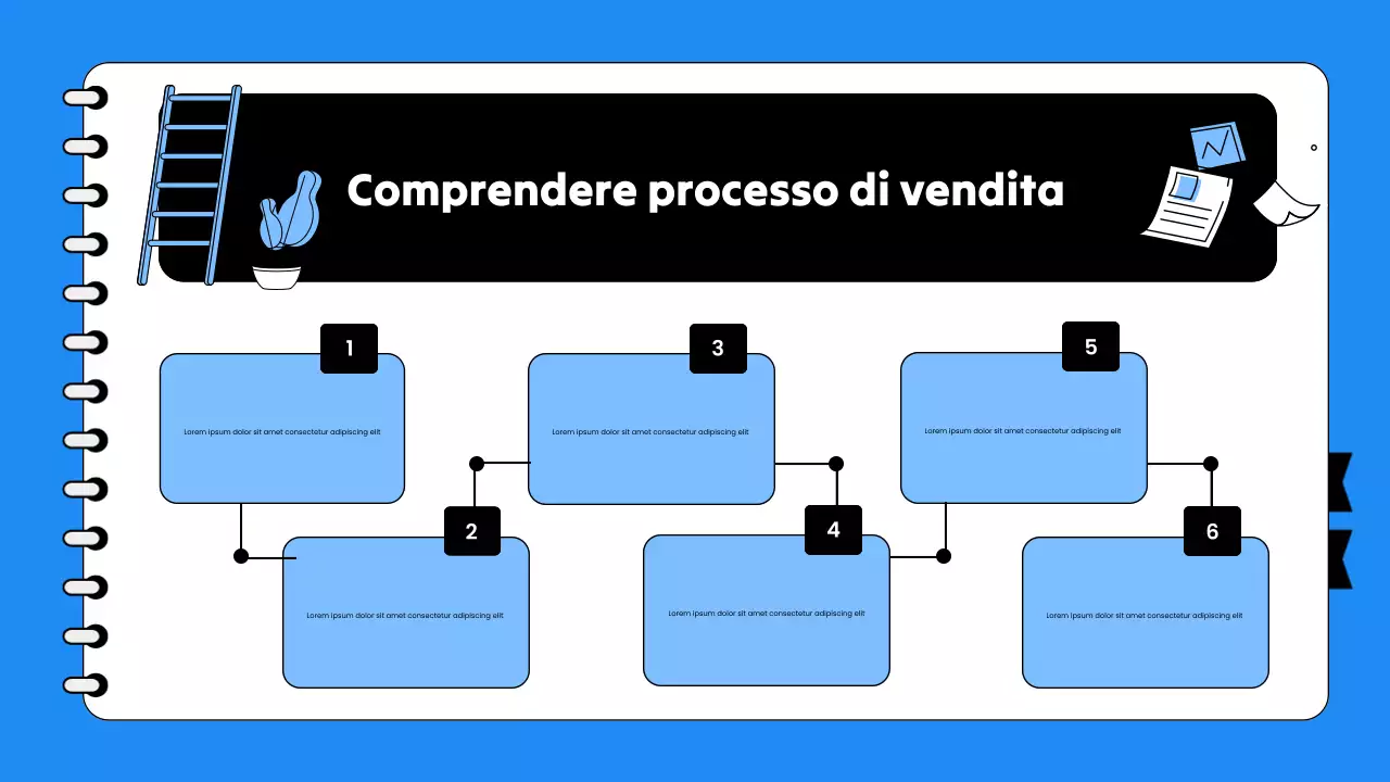 Presentazione della formazione alle vendite per i dipendenti in bianco e blu